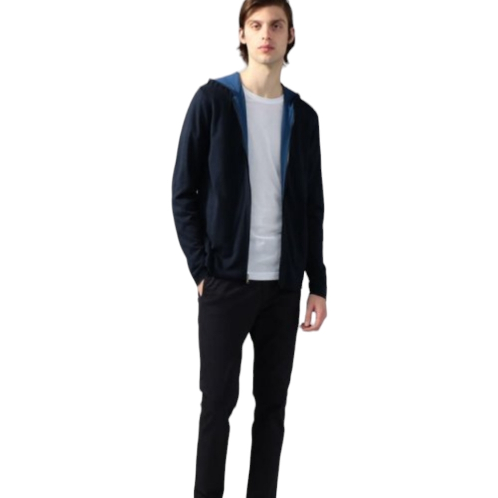 James Perse Double Layer Full‎ Zip Hoodie Navy Blue Men's Small